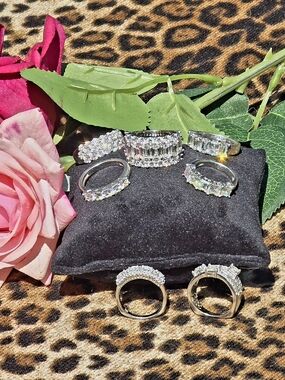 Lot Of 7 Sterling Silver Band Rings Diamonique/Tycoon/Italio/Absolute Size 6-8